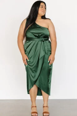 Hot Baltic Born Celia One Shoulder Midi Dress | Dark Green