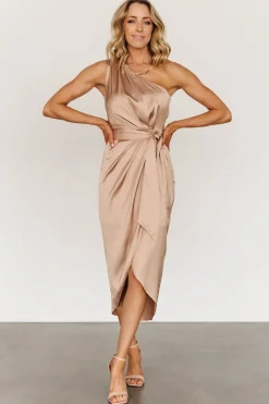 Hot Baltic Born Celia One Shoulder Midi Dress | Champagne