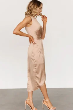 Hot Baltic Born Celia One Shoulder Midi Dress | Champagne