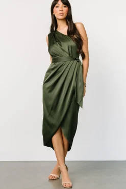 Outlet Baltic Born Celia One Shoulder Midi Dress | Olive