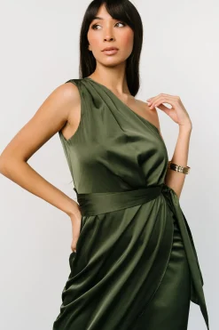 Outlet Baltic Born Celia One Shoulder Midi Dress | Olive