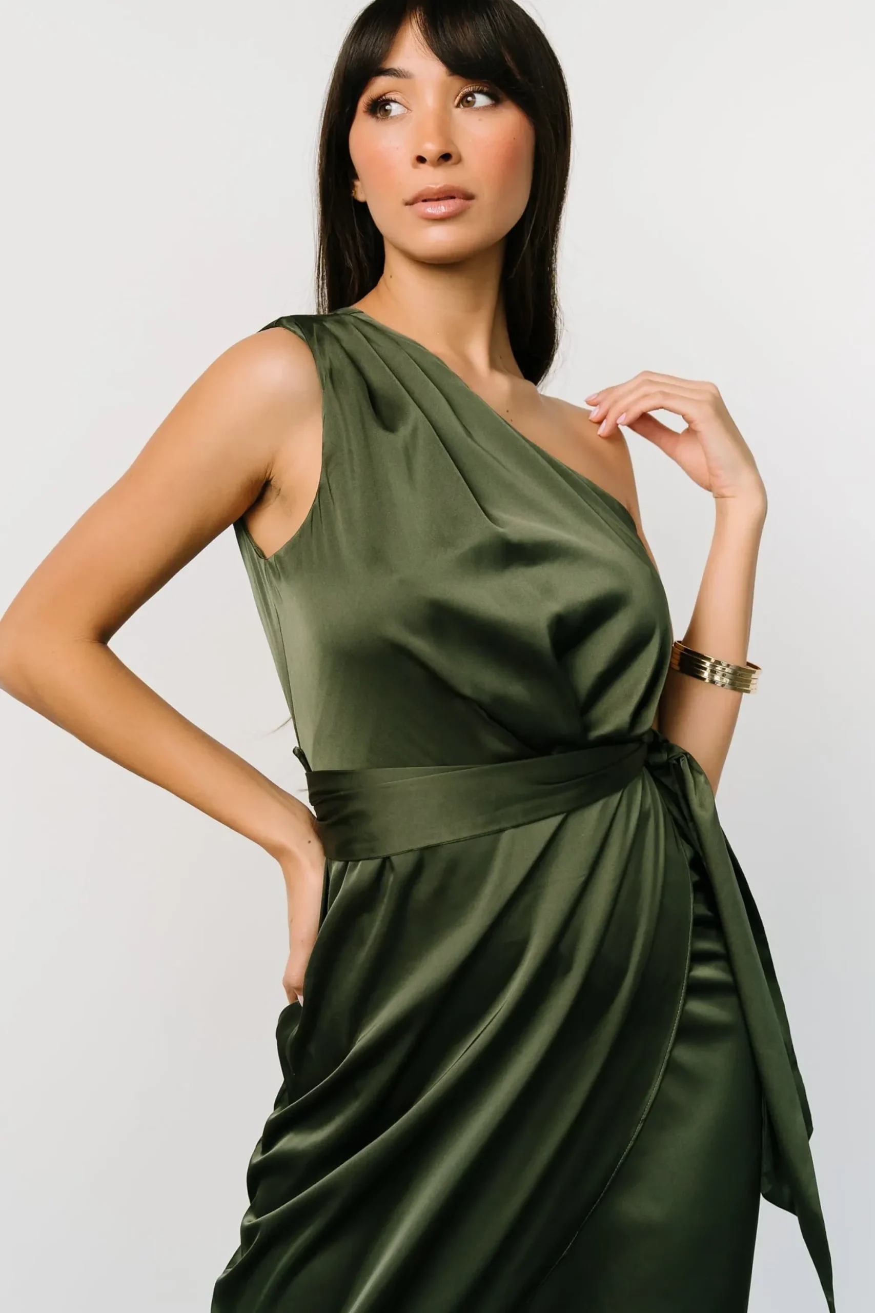 Outlet Baltic Born Celia One Shoulder Midi Dress | Olive