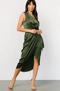 Outlet Baltic Born Celia One Shoulder Midi Dress | Olive