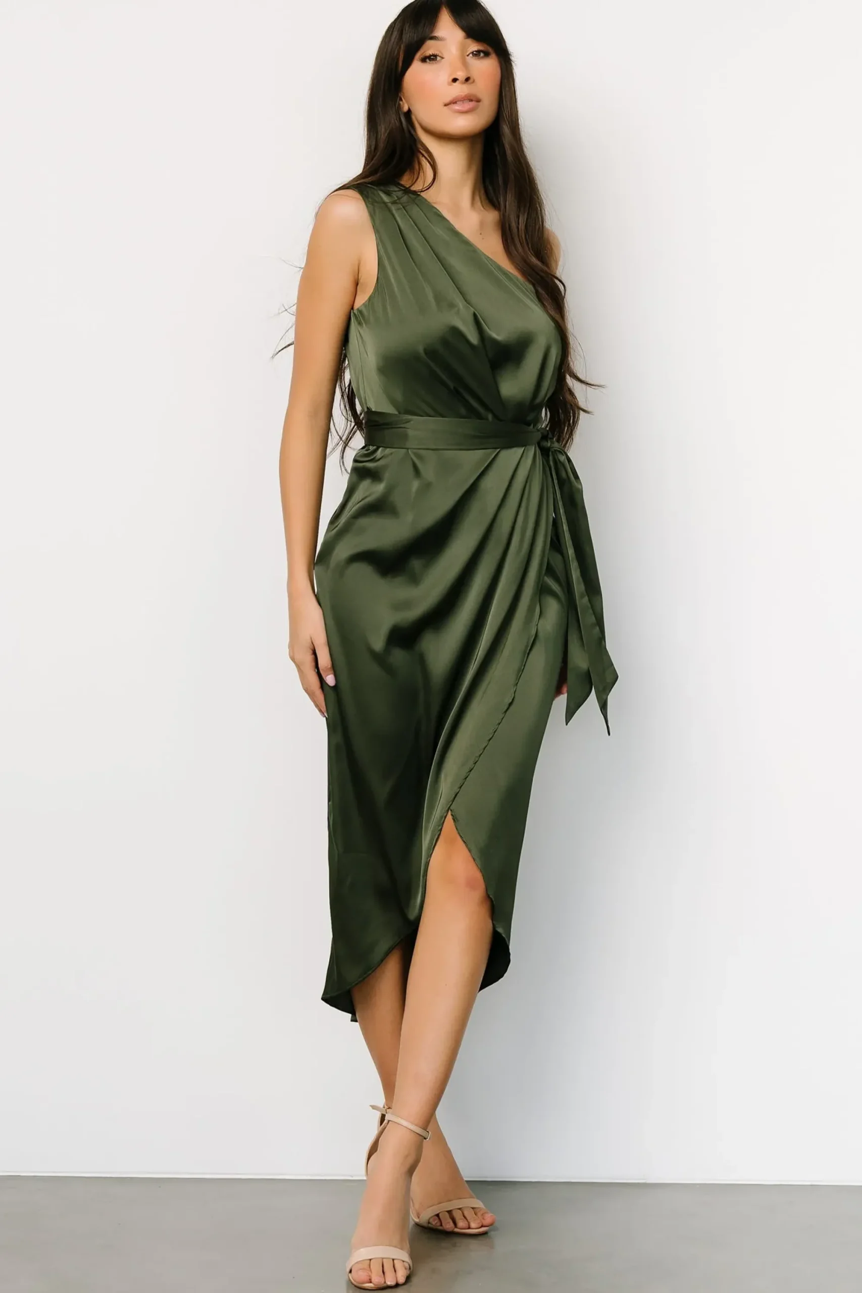 Outlet Baltic Born Celia One Shoulder Midi Dress | Olive