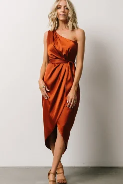Fashion Baltic Born Celia One Shoulder Midi Dress | Rust