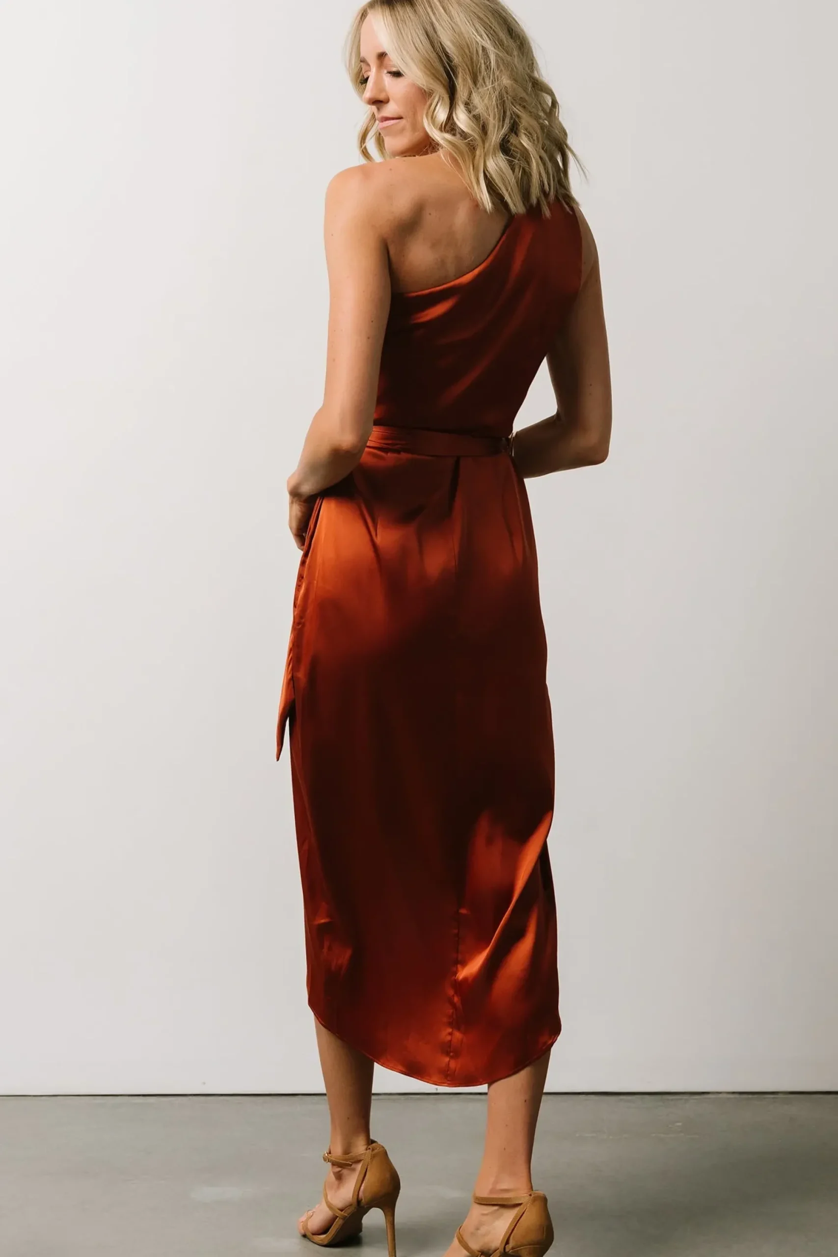 Fashion Baltic Born Celia One Shoulder Midi Dress | Rust