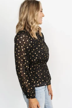 Best Baltic Born Chandra Peplum Top | Black + Gold