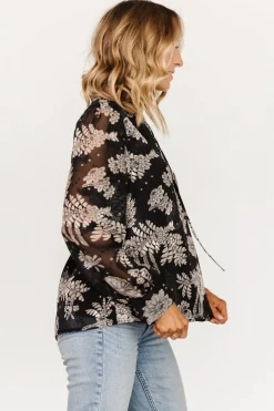 Sale Baltic Born Charlotte Tie Blouse | Black + Cream