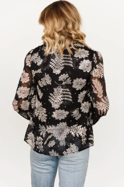 Sale Baltic Born Charlotte Tie Blouse | Black + Cream