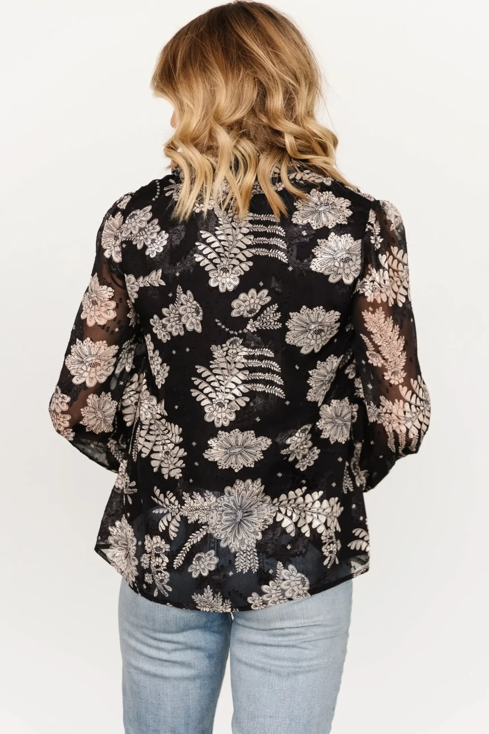 Sale Baltic Born Charlotte Tie Blouse | Black + Cream