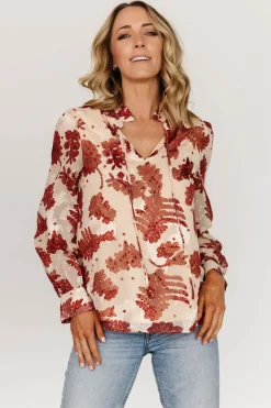 Outlet Baltic Born Charlotte Tie Blouse | Cream + Rust