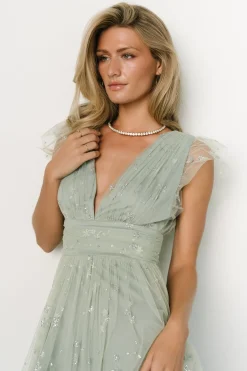 New Baltic Born Chiara Shimmer Midi Dress | Sage + Silver