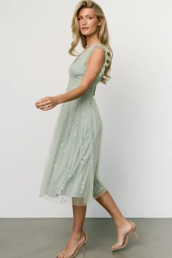 New Baltic Born Chiara Shimmer Midi Dress | Sage + Silver