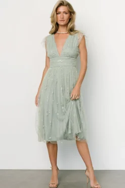 New Baltic Born Chiara Shimmer Midi Dress | Sage + Silver
