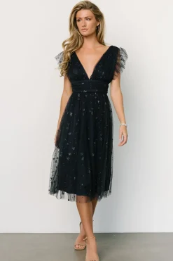 New Baltic Born Chiara Shimmer Midi Dress | Navy