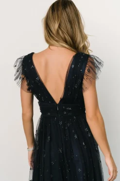 New Baltic Born Chiara Shimmer Midi Dress | Navy