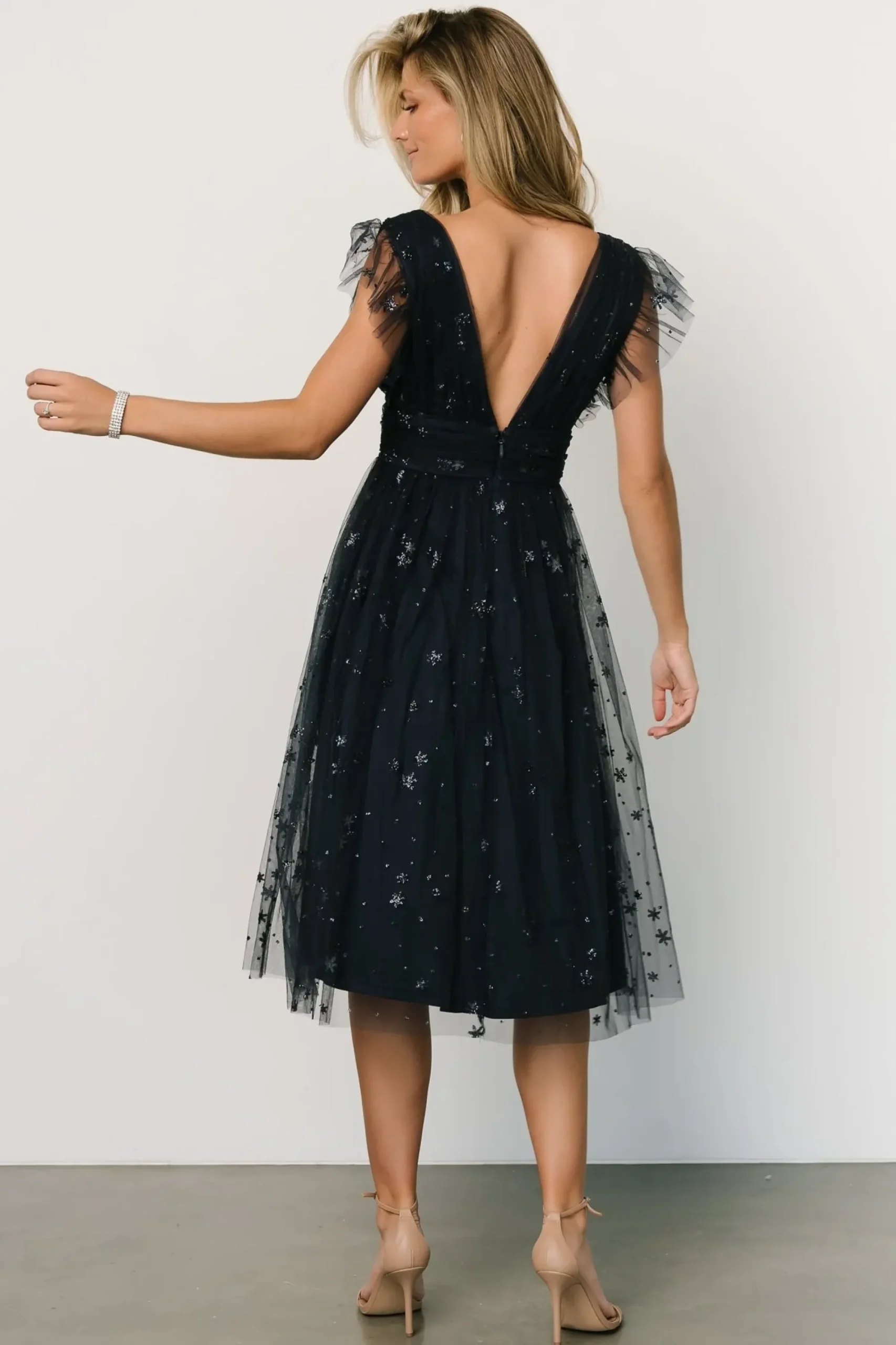 New Baltic Born Chiara Shimmer Midi Dress | Navy