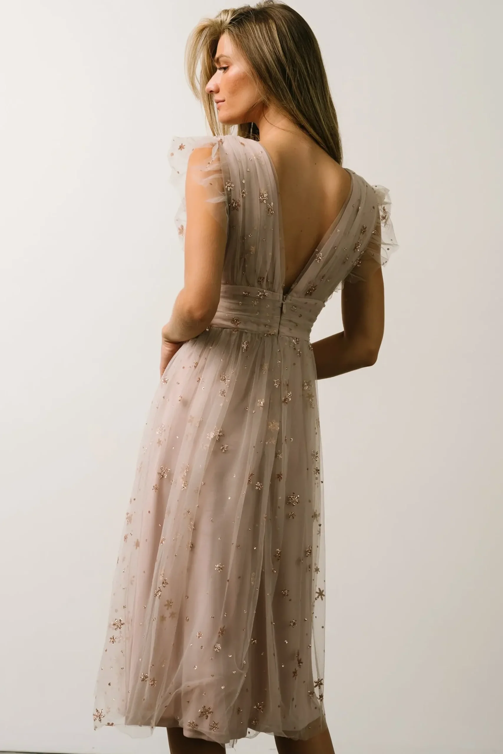 Clearance Baltic Born Chiara Shimmer Midi Dress | Dusty Lilac