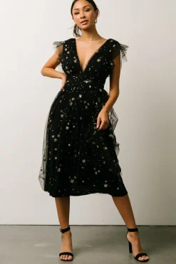 Outlet Baltic Born Chiara Shimmer Midi Dress | Black + Gold