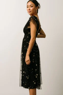 Outlet Baltic Born Chiara Shimmer Midi Dress | Black + Gold