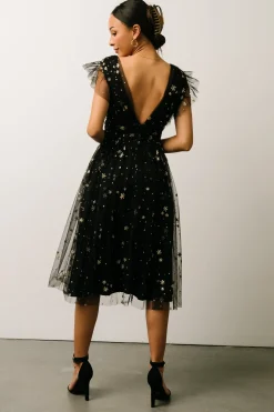 Outlet Baltic Born Chiara Shimmer Midi Dress | Black + Gold