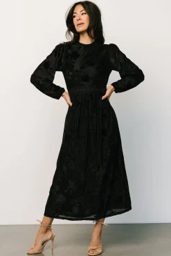 Best Baltic Born Christine Velvet Embossed Midi Dress | Black