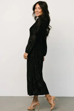 Best Baltic Born Christine Velvet Embossed Midi Dress | Black