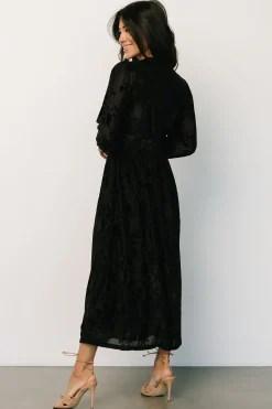 Best Baltic Born Christine Velvet Embossed Midi Dress | Black