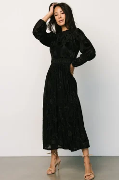 Best Baltic Born Christine Velvet Embossed Midi Dress | Black