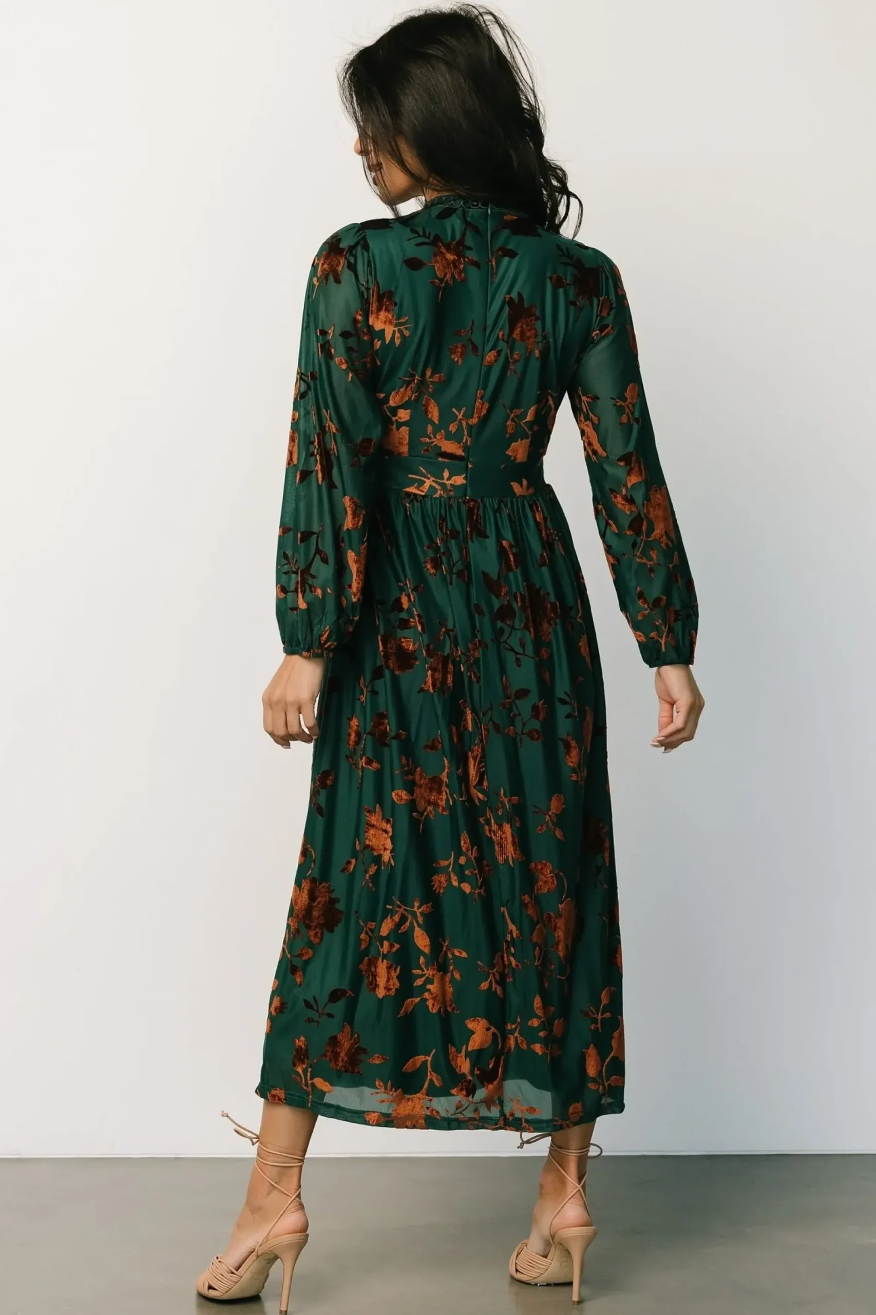 Discount Baltic Born Christine Velvet Embossed Midi Dress | Jade