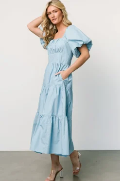Sale Baltic Born Cindy Puff Sleeve Tiered Dress | Blue