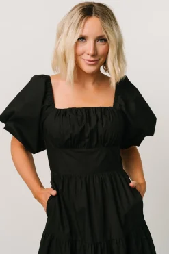 Sale Baltic Born Cindy Puff Sleeve Tiered Dress | Black