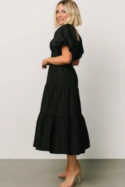 Sale Baltic Born Cindy Puff Sleeve Tiered Dress | Black