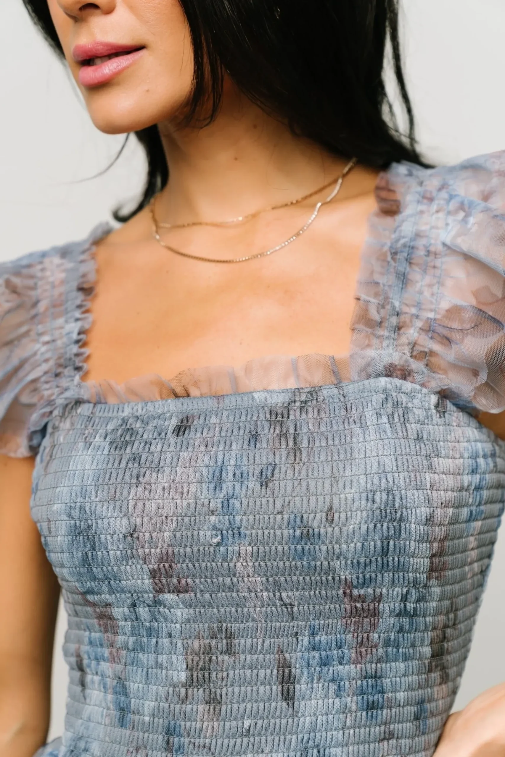 Discount Baltic Born Clementine Tulle Midi Dress | Dusty Blue Floral