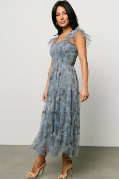 Discount Baltic Born Clementine Tulle Midi Dress | Dusty Blue Floral