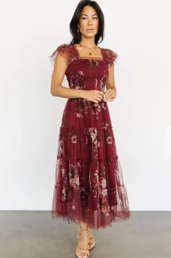 Discount Baltic Born Clementine Tulle Midi Dress | Wine Multi