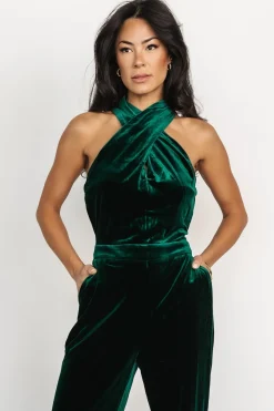 Clearance Baltic Born Cleopatra Velvet Jumpsuit | Dark Green
