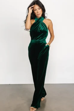 Clearance Baltic Born Cleopatra Velvet Jumpsuit | Dark Green