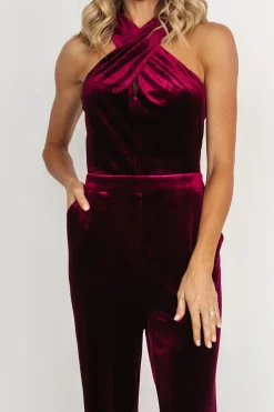 Clearance Baltic Born Cleopatra Velvet Jumpsuit | Burgundy
