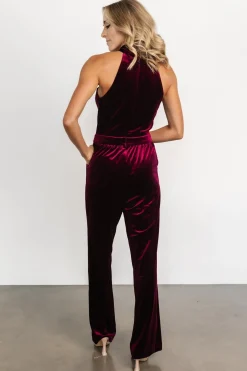 Clearance Baltic Born Cleopatra Velvet Jumpsuit | Burgundy