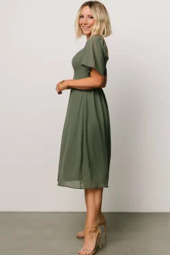 Sale Baltic Born Colette Sweetheart Midi Dress | Dark Sage