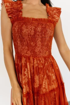 Best Baltic Born Cora Smocked Tulle Dress | Rust Floral