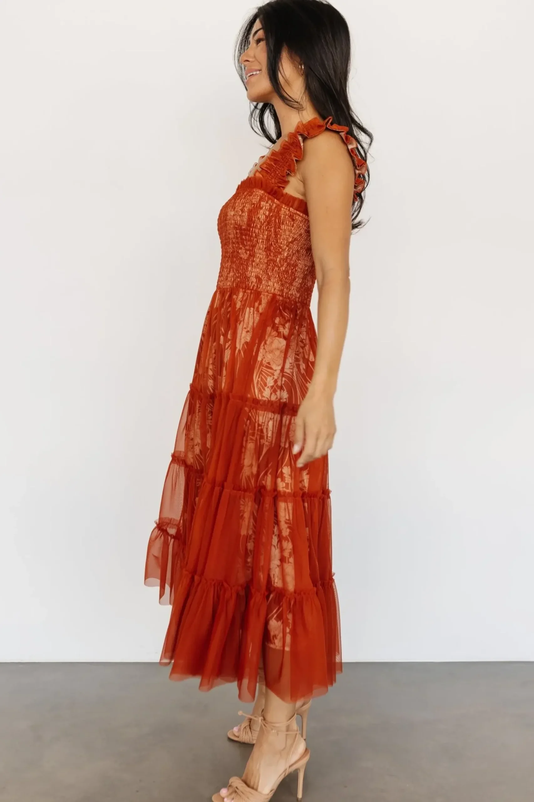 Best Baltic Born Cora Smocked Tulle Dress | Rust Floral