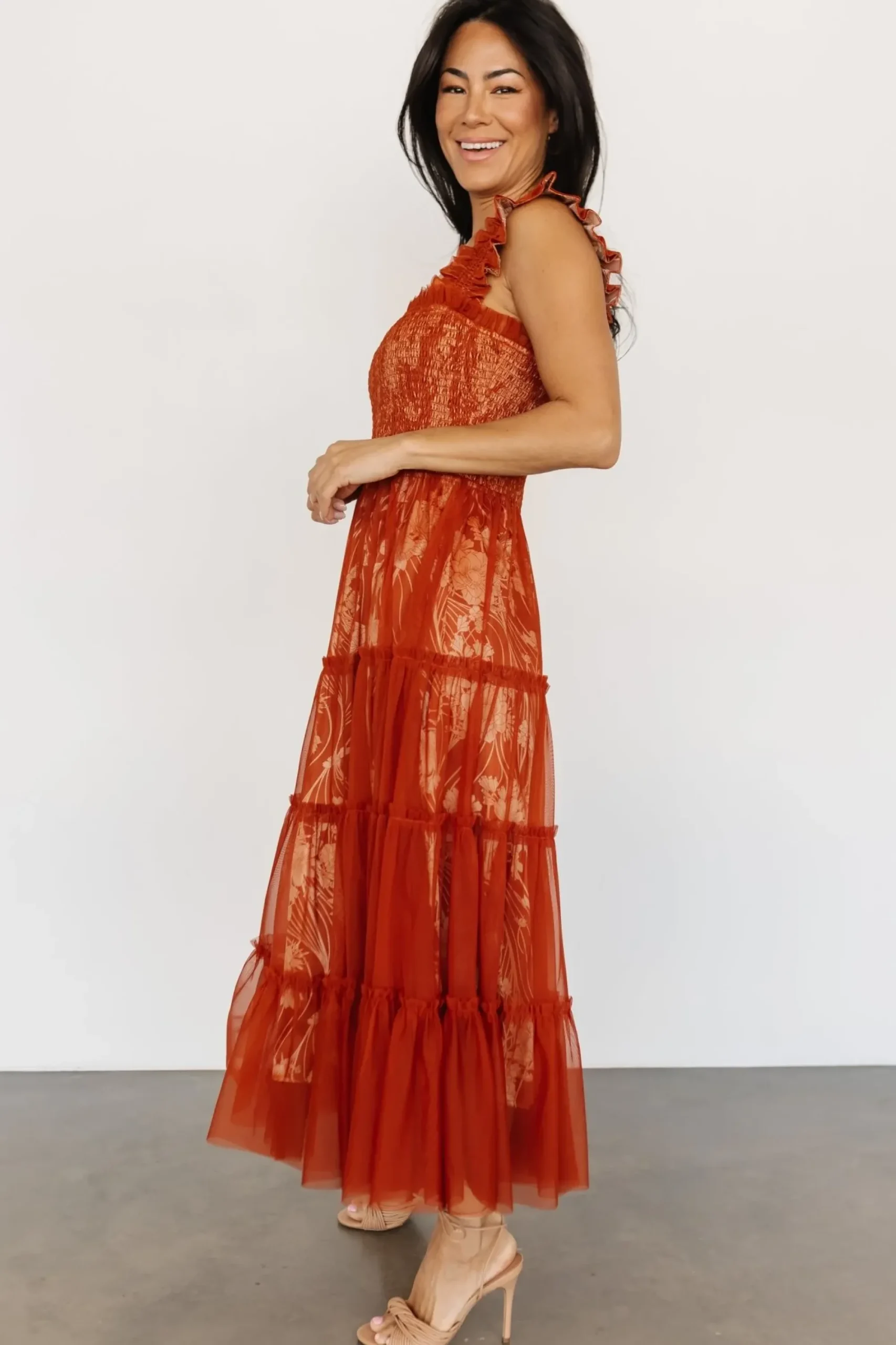 Best Baltic Born Cora Smocked Tulle Dress | Rust Floral