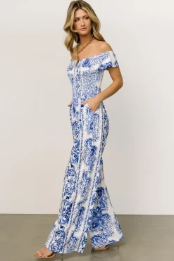 Online Baltic Born Cordelia Off Shoulder Jumpsuit | Blue + White