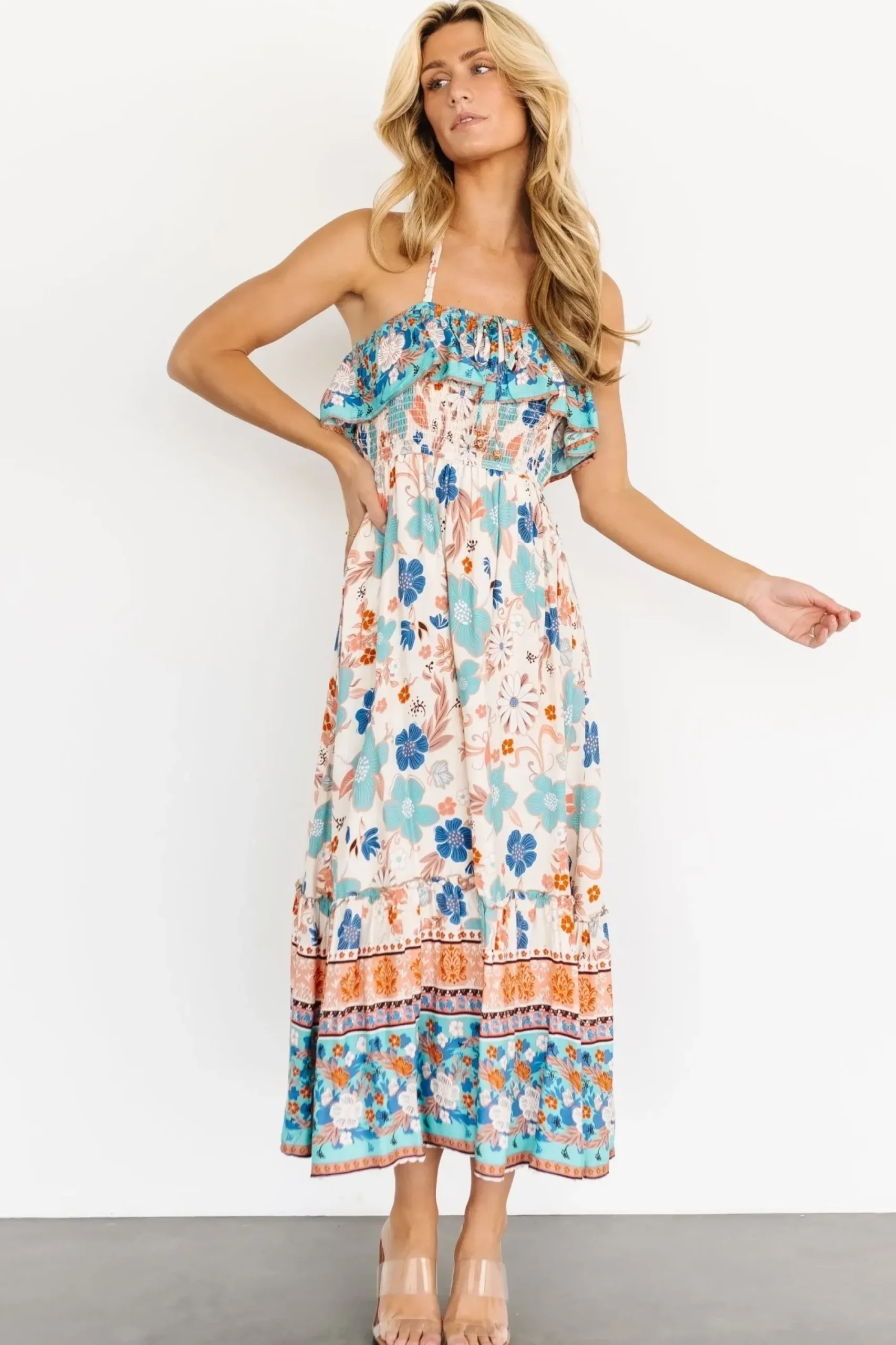 Clearance Baltic Born Dali Midi Dress | Natural + Blue Floral