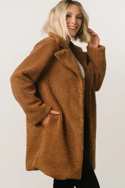 New Baltic Born Damien Sherpa Coat | Dark Camel
