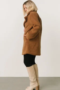 New Baltic Born Damien Sherpa Coat | Dark Camel