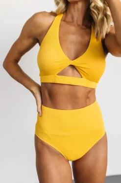 Outlet Baltic Born Del Mar Ribbed Bikini Top | Yellow