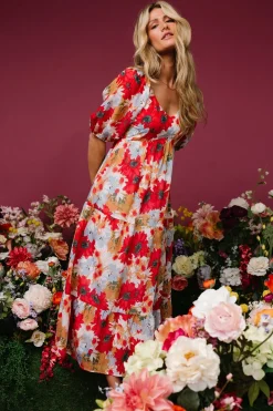 Fashion Baltic Born Denton Midi Dress | Red Multi